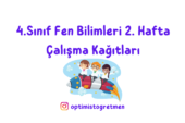 4. Sınıf Fen Bilimleri 2. Hafta Çalışma Kağıdı