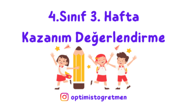4. Sınıf 3. Hafta Kazanım Değerlendirme Etkinliği