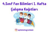 4. Sınıf 1. Hafta Fen Bilimleri Çalışma Kağıdı