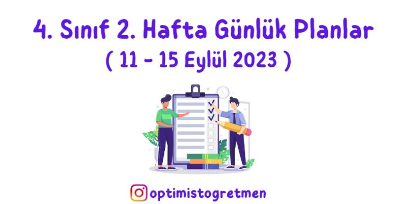 4. Sınıf 2. Hafta Günlük Planları Ve Sınıf Defteri Ders İşleniş Planı