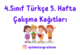 4. Sınıf Türkçe 5. Hafta Çalışma Kağıdı