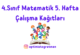 4. Sınıf Matematik 5. Hafta Çalışma Kağıdı