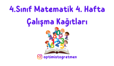4. Sınıf Matematik 4. Hafta Çalışma Kağıdı
